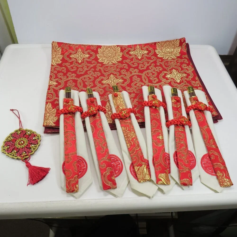 Asian Red & Gold (6) Table Setting Set